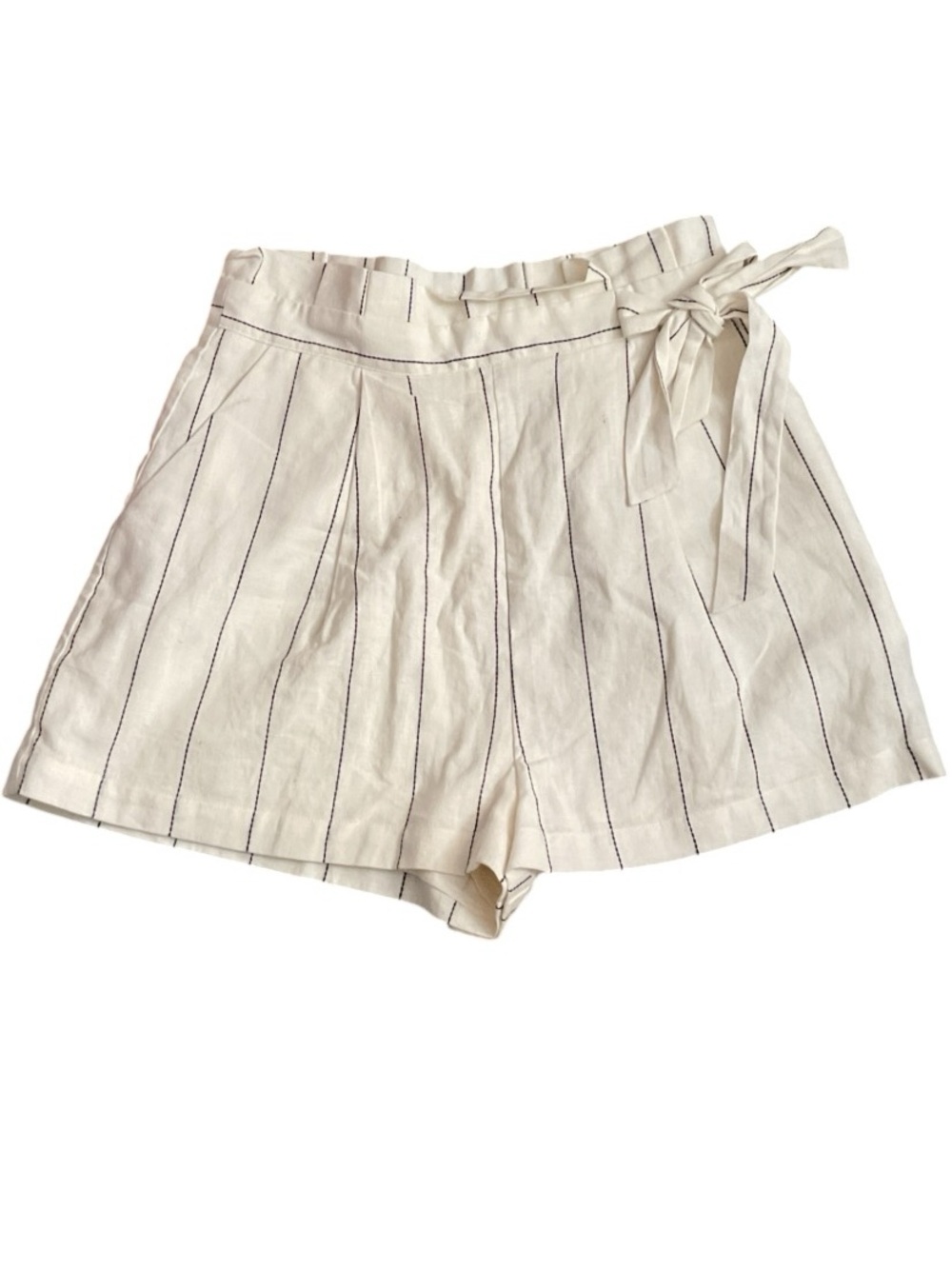 Forever 21 Cream High-Waist Pinstripe Tie-Front Shorts NWT RT $18